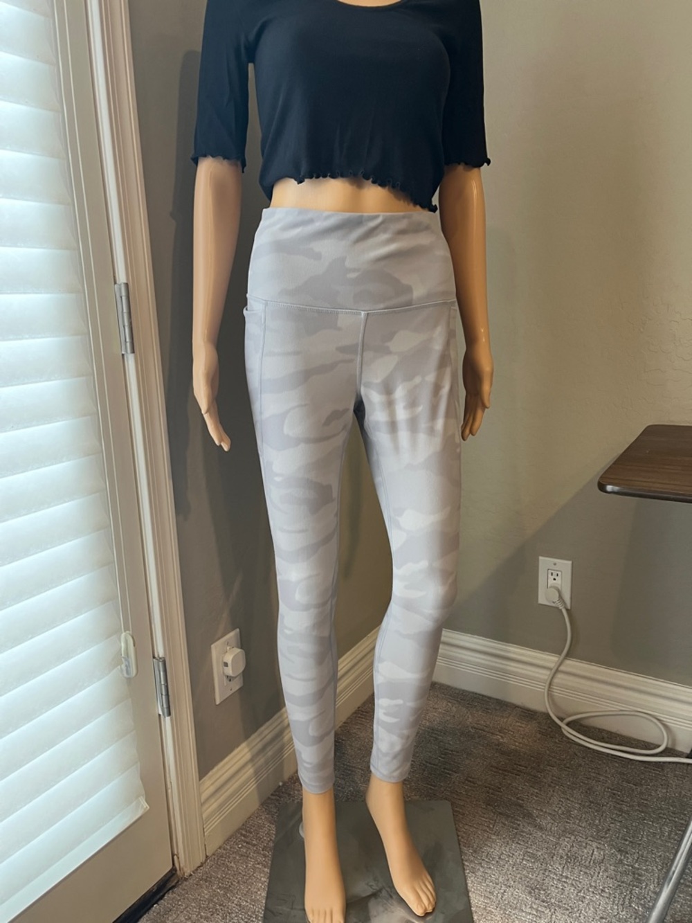 Spyder Active Light Gray Camo High-Waist Leggings S